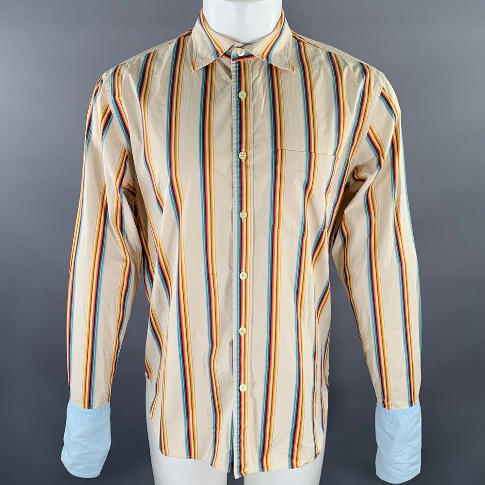 PAUL SMITH Size L Pink Blue & Green Mixed Patterns Cotton Long Sleeve Shirt
